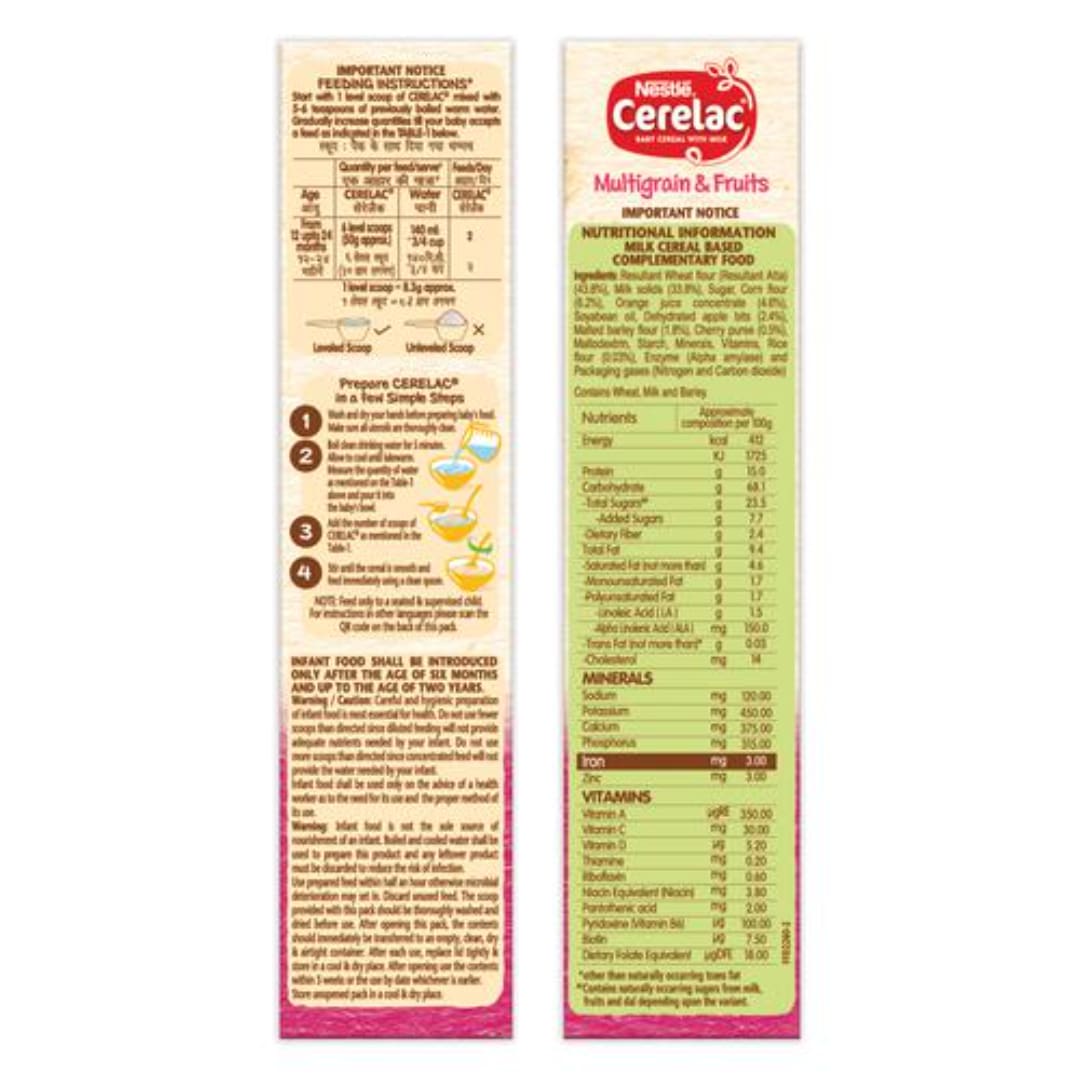 Nestle Cerelac Baby Cereal With Milk, Multigrain & Fruits - From 12 Months, 300 g 