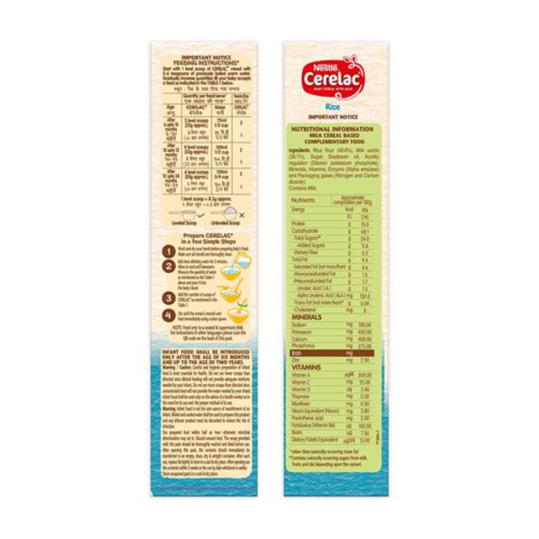 Nestle Cerelac Baby Cereal With Milk, Rice - From 6 To 24 Months, 300 g 
