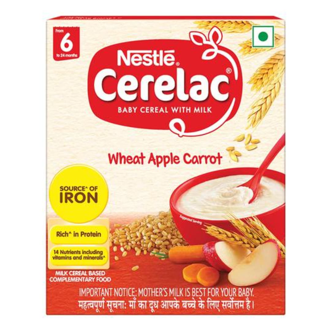 Nestle Cerelac Baby Cereal With Milk, Wheat Apple Carrot - From 6 To 24 Months, 300 g