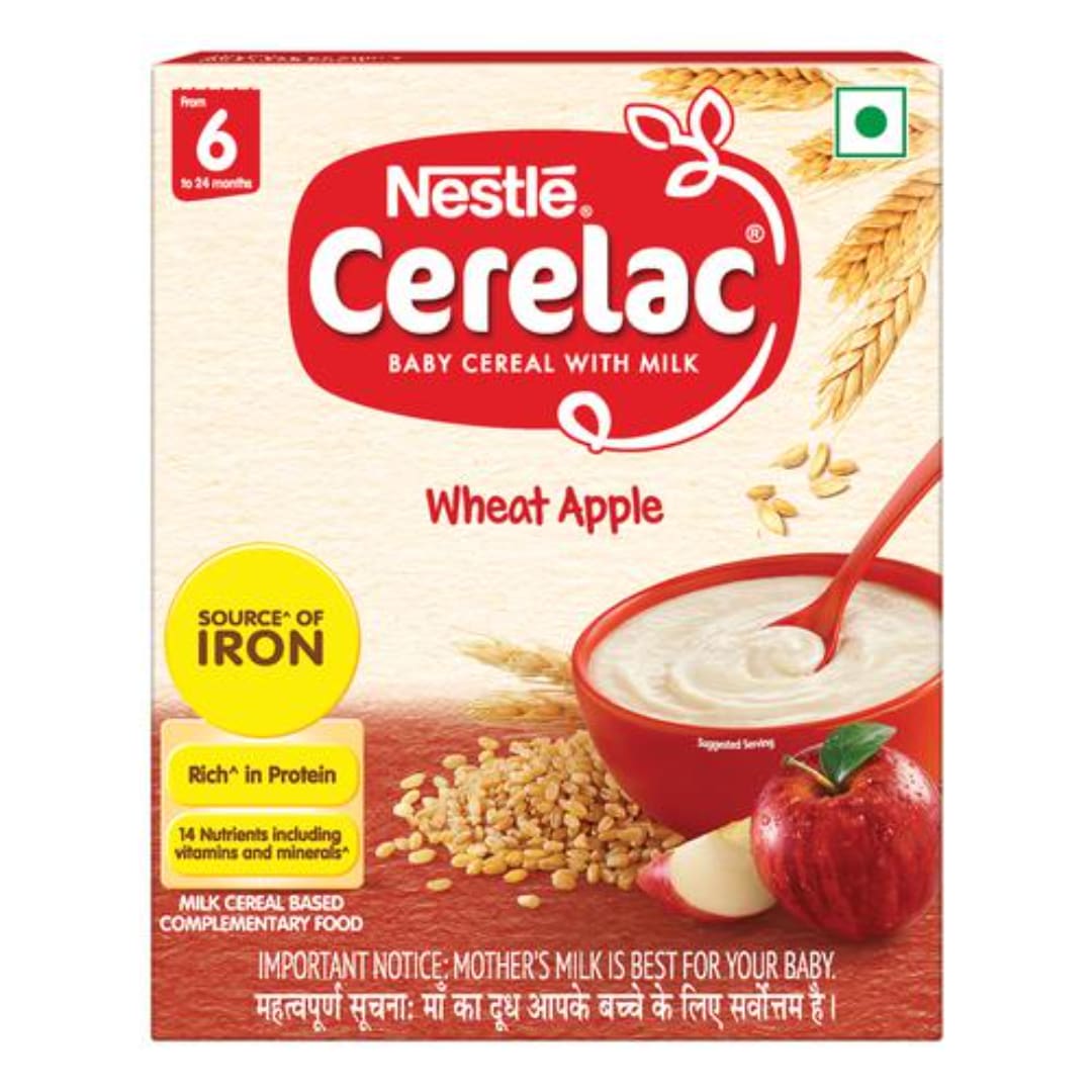 Nestle Cerelac Baby Cereal With Milk, Wheat Apple - From 6 To 24 Months, 350 g