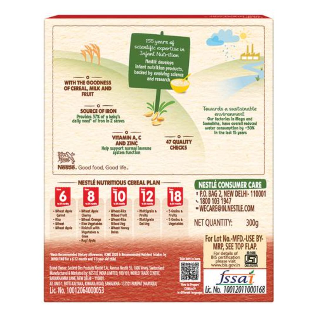 Nestle Cerelac Baby Cereal With Milk, Wheat Apple - From 6 To 24 Months, 350 g