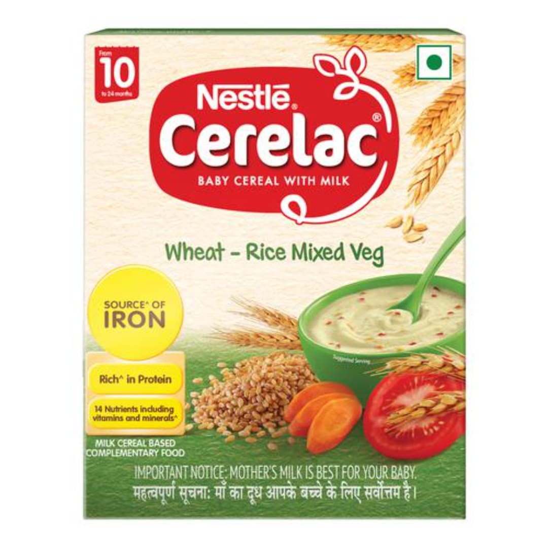 Nestle Cerelac Baby Cereal With Milk, Wheat - Rice Mixed Veg, From 10 To 24 Months, 300 g