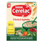 Nestle Cerelac Baby Cereal with Milk , 5 Grains & Vegetables ,Stage 5, From 18 to 24 Months , Source of Iron & Protein , 300g