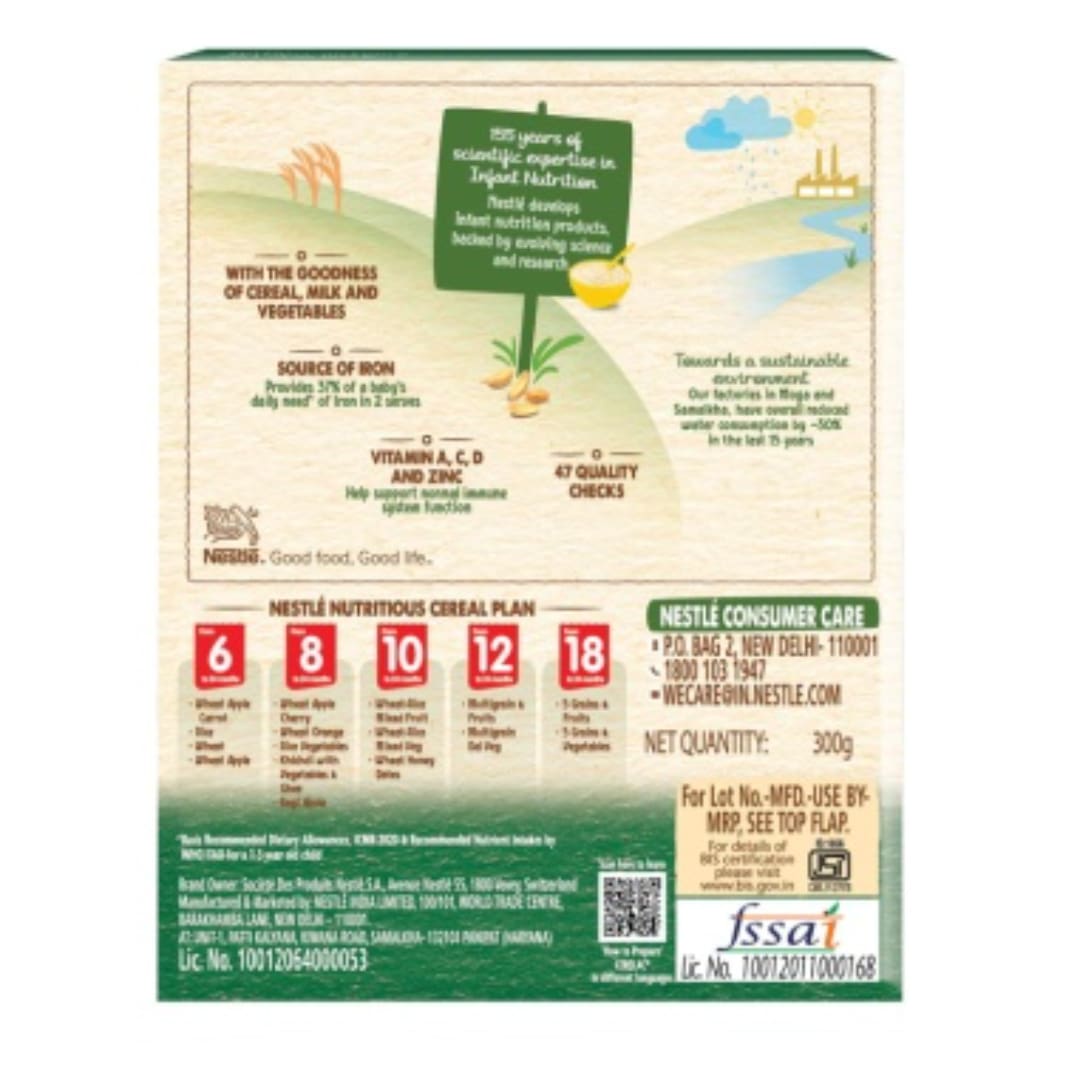 Nestle Cerelac Baby Cereal with Milk , 5 Grains & Vegetables ,Stage 5, From 18 to 24 Months , Source of Iron & Protein , 300g
