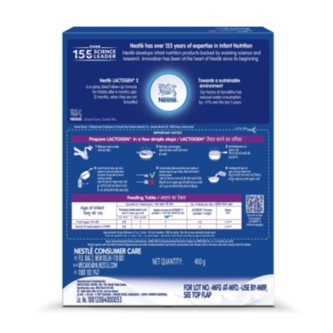 Nestle LACTOGEN Follow-Up Formula Powder - After 6 months, Stage 2, 400g 
