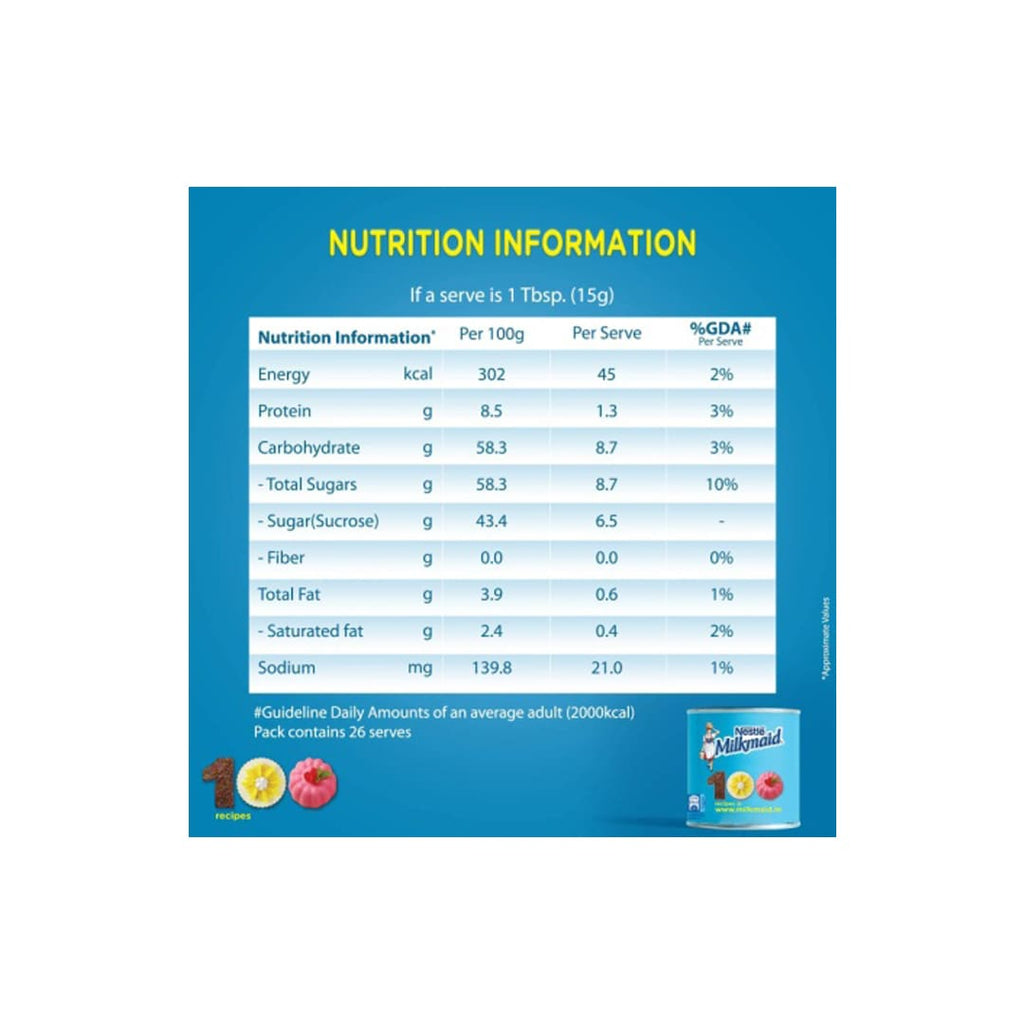 Nestle Milkmaid Tin, 380g/400g (Weight may Vary)