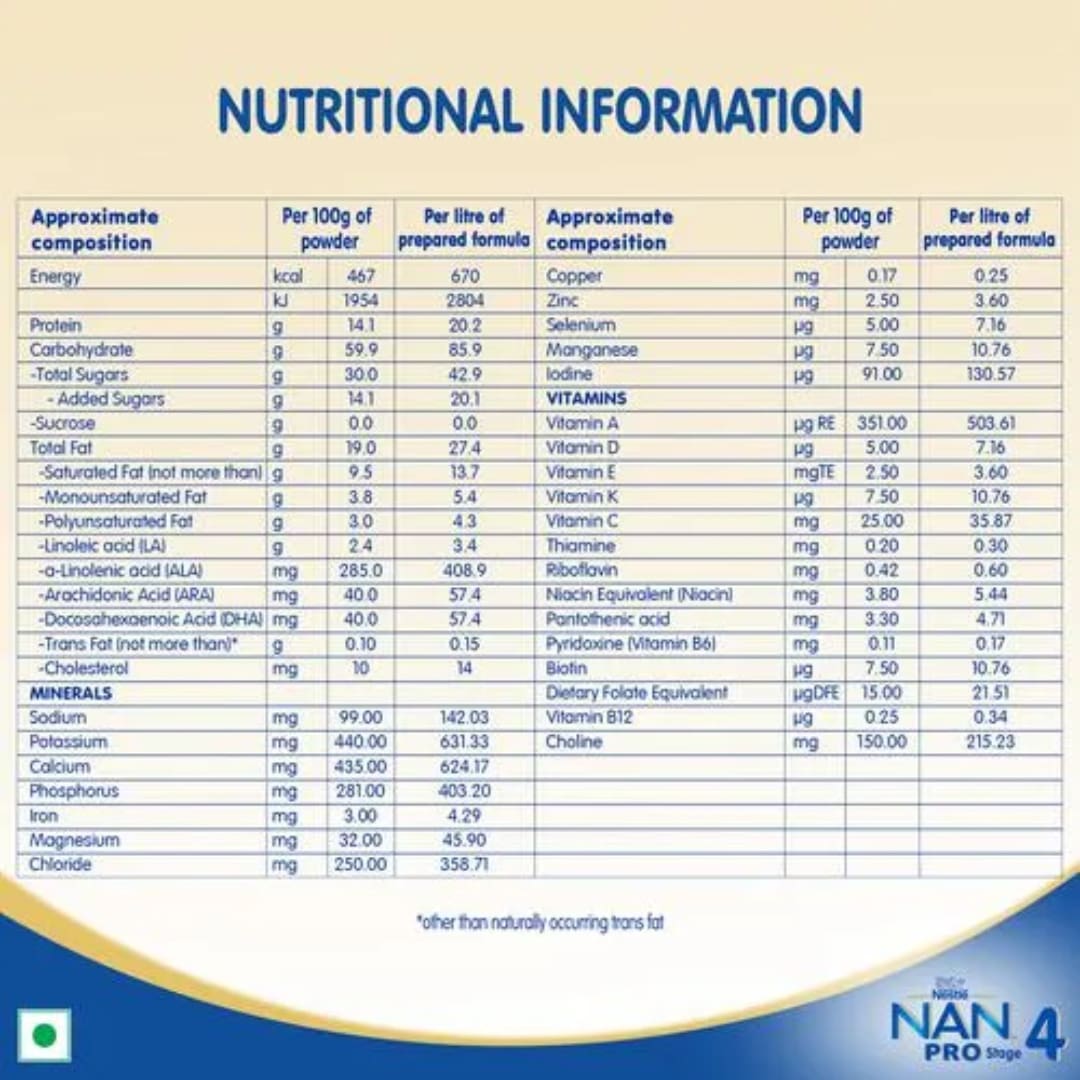 Nestle Nan Pro 4 Follow Up Formula Powder - After 18 Months, Up To 24 Months, Stage 4, 400 g