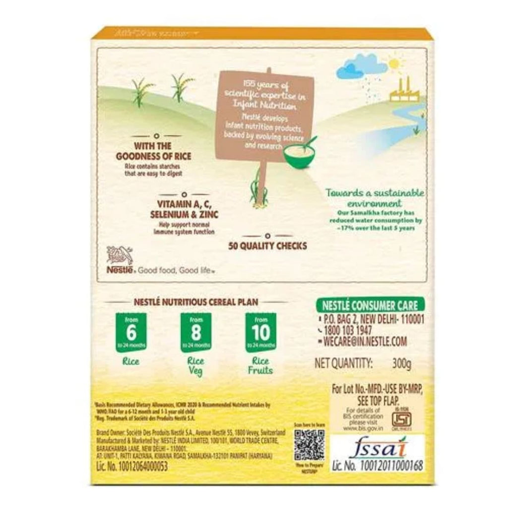 Nestle Nestum Baby Cereal - Rice, From 6 To 24 Months, Rich In Zinc & Selenium, 300g