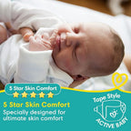Pampers Active Baby Tape Style Baby Diapers, New Born/Extra Small (NB/XS) Size, 24 Count, Adjustable Fit with 5 star skin protection, Up to 5kg Diapers