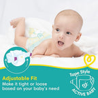 Pampers Active Baby Tape Style Baby Diapers, New Born/Extra Small (NB/XS) Size, 72 Count, Adjustable Fit with 5 star skin protection, Up to 5kg Diapers