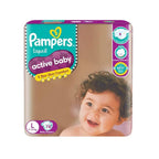 Pampers Active Baby Tape Style Diapers, Large (L) Size, Super Jumbo, 78 Count, Adjustable Fit with 5 star skin protection, 9-14kg Diapers
