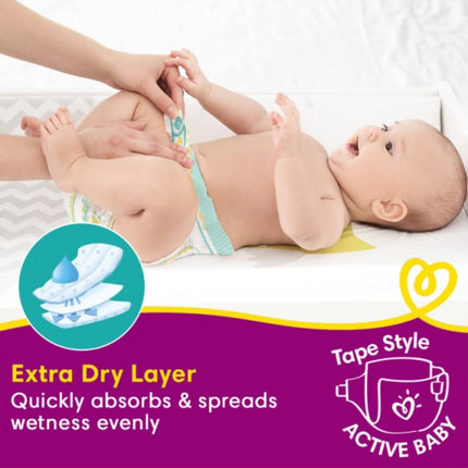 Pampers Active Baby Tape Style Diapers, Large (L) Size, Super Jumbo, 78 Count, Adjustable Fit with 5 star skin protection, 9-14kg Diapers