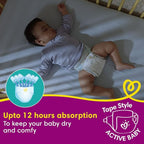 Pampers Active Baby Tape Style Diapers, Medium (M) Size, 90 Count, Adjustable Fit with 5 star skin protection, 6-11kg Diapers, Super Jumbo