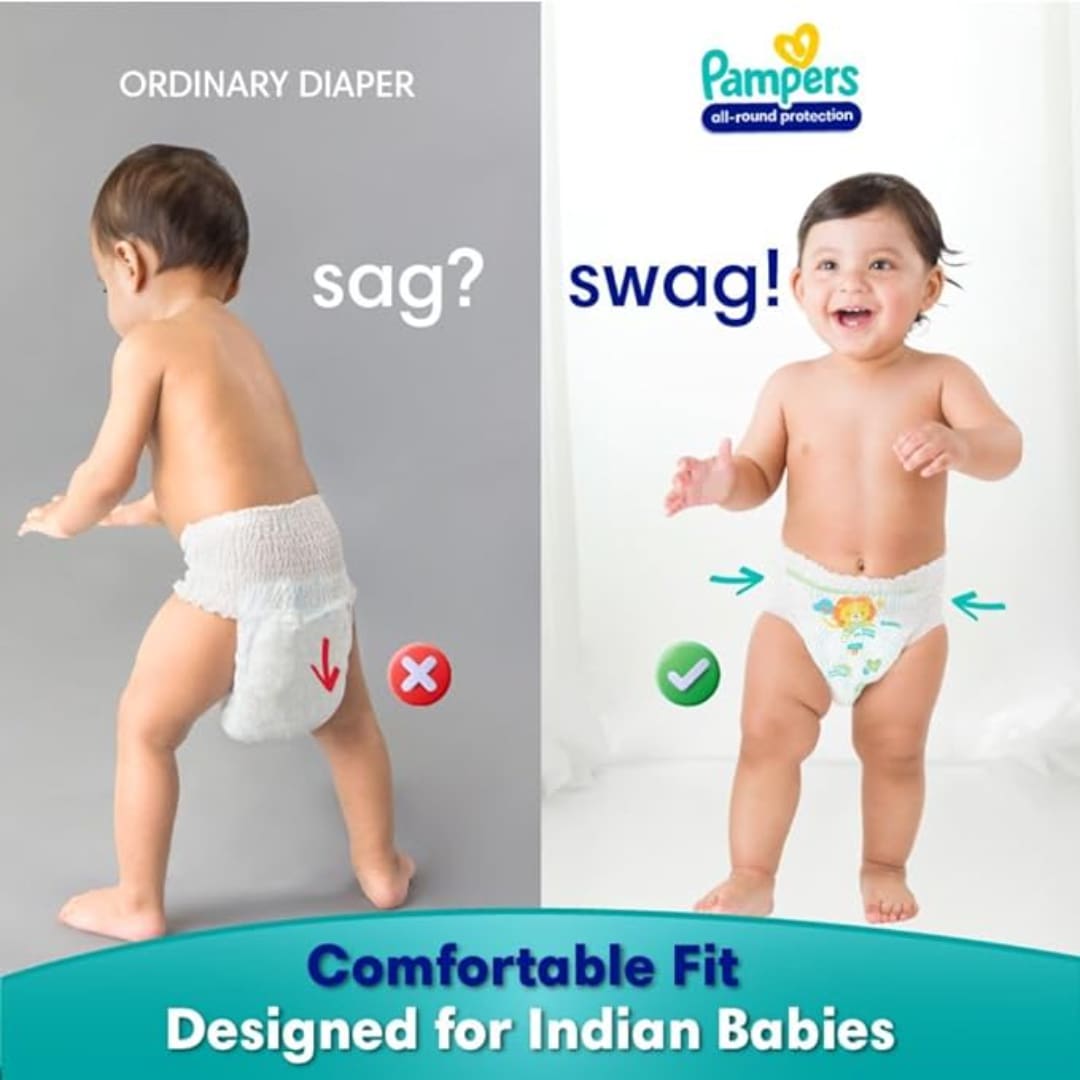 Pampers All Round Protection Pant Style Baby Diapers, Small (S), 15 Count, Anti Rash Blanket, Lotion with Aloe Vera, 4-8 Kg Diapers