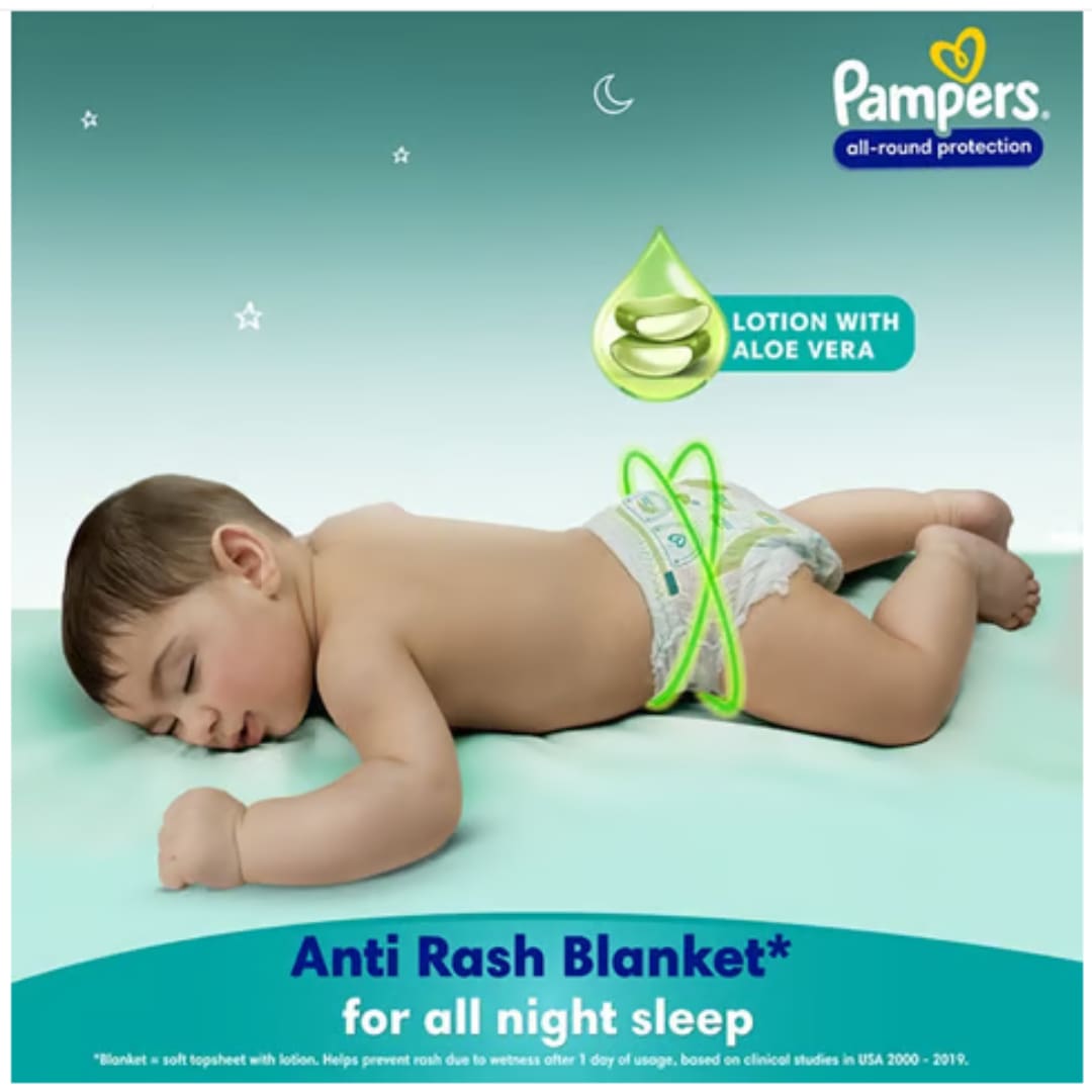 Pampers All Round Protection Pant Style Baby Diapers, XX-Large (XXL), 9 Count, Anti Rash Blanket, Lotion with Aloe Vera, 15-25 Kg Diapers