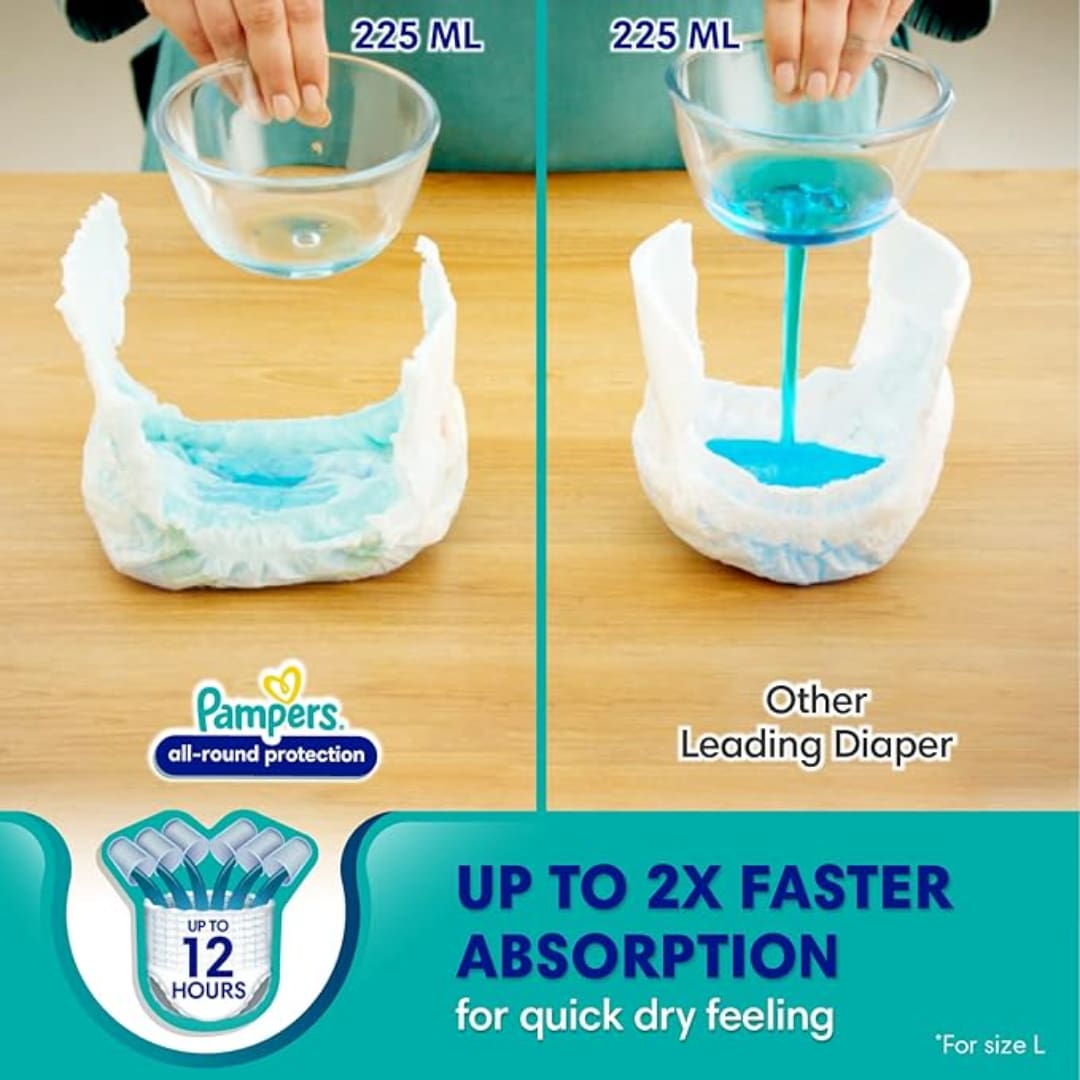 Pampers All round Protection Pants, Large size baby Diapers, (9-14kg) 9 Count Lotion with Aloe Vera