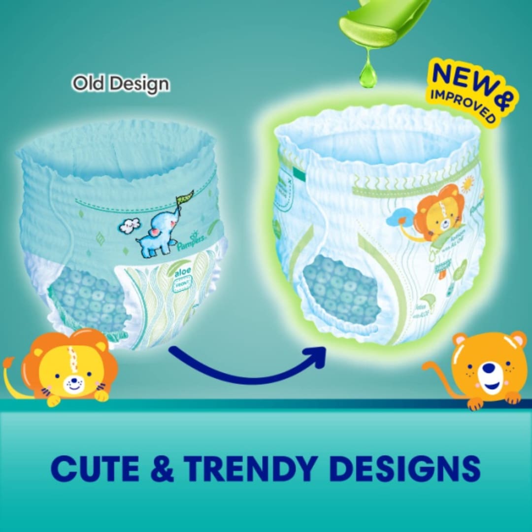 Pampers All round Protection Pants, Large size baby Diapers, (L) 36 Count,9-14 kg Lotion with Aloe Vera