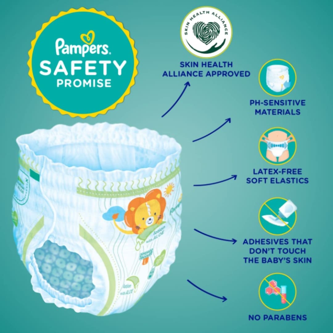 Pampers All round Protection Pants, Medium size baby diapers (MD), 22 Count, Anti Rash diapers, Lotion with Aloe Vera