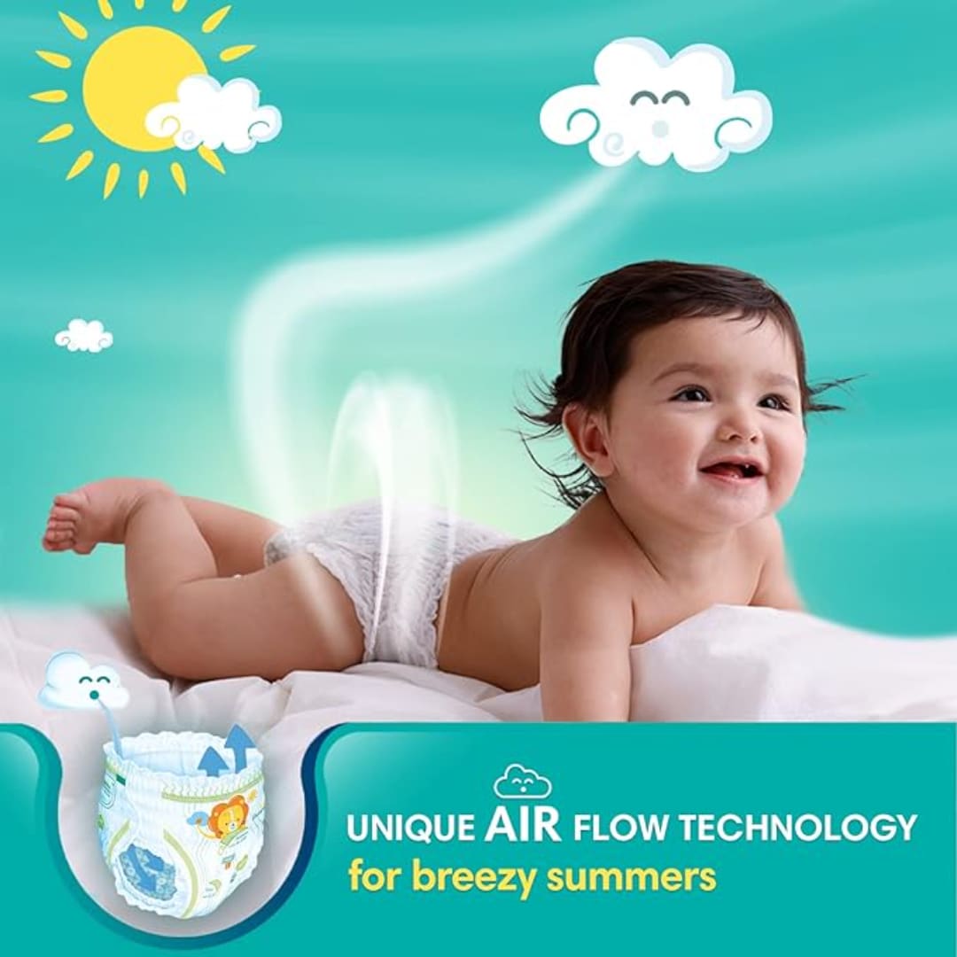 Pampers All round Protection Pants, New Born, Extra Small size baby diapers (NB,XS) 8 Count, Lotion with Aloe Vera