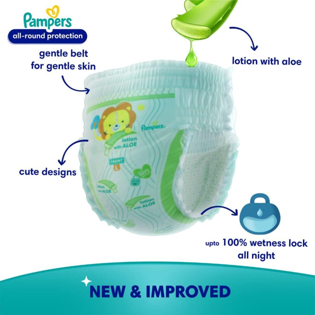 Pampers All round Protection Pants,Double Extra Large size baby Diapers(XXL) 28 Count (15-25Kg) Lotion with Aloe Vera