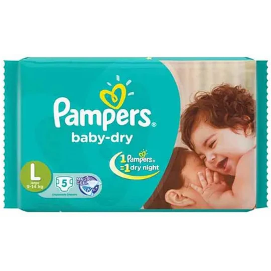Pampers Baby Dry Diapers Large - 5 Pieces