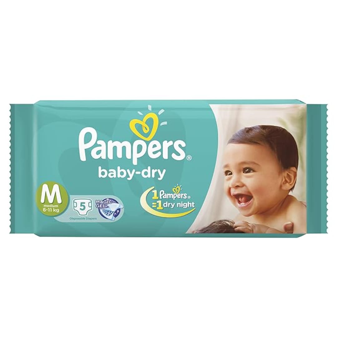 Pampers Baby Dry Diapers, Medium, 5 Count