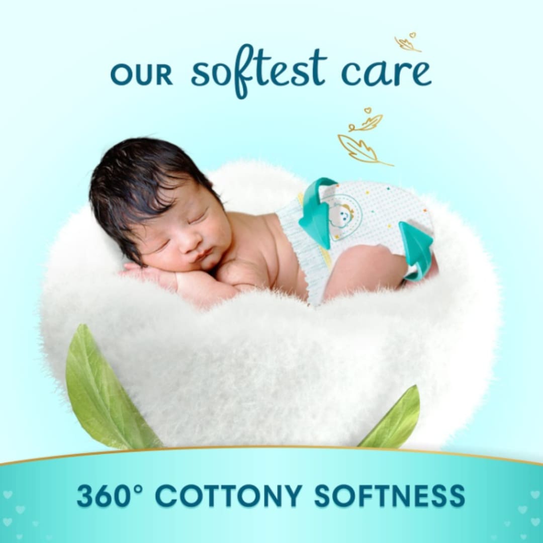 Pampers Premium Care Pants, New Born/Extra Small (NB/XS) Size, Pant Style Baby Diapers, All-in-1 Diapers with 360 Cottony Softness, Up to 5kg Diapers, 50 counts