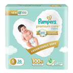 Pampers Premium Care Pants Style Baby Diapers, Small (S) Size, 36 Count, All-in-1 Diapers with 360 Cottony Softness, 4-8kg Diapers