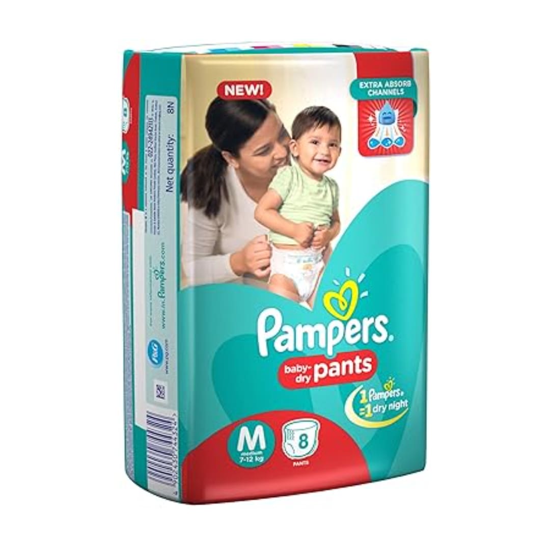 Pampers Regular Medium Size Diapers Pants, 8 Count
