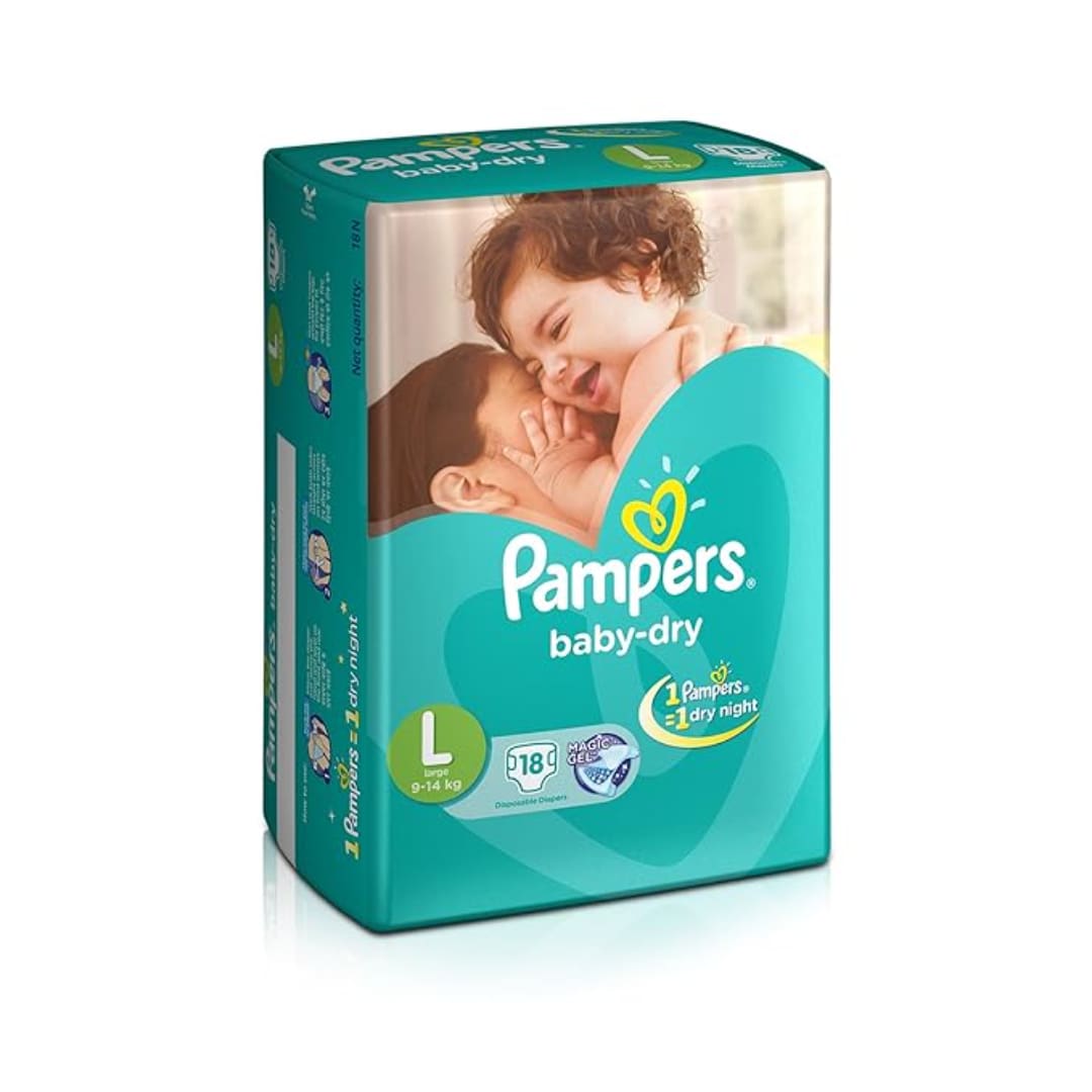 Pampers Taped Diapers, Large  18 count