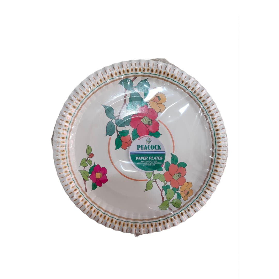 Peacock Disposable Plates, 20 pcs per pack| Round, Printed, 12 inch