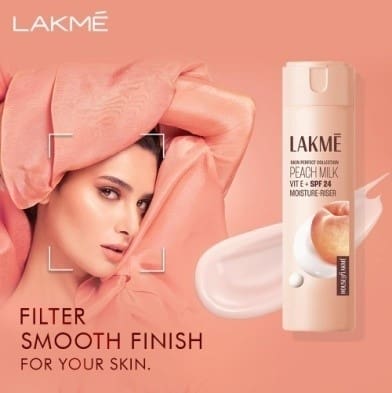Lakme Peach Milk Moisturizer SPF 24 Sunscreen Lotion, For 12 Hrs, Sun Protection, 60 ml