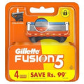Gillette Fusion Manual Blades for men with styling back blade - 4 Pc