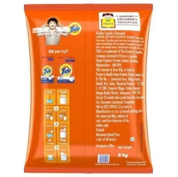 Tide Plus Double Power Jasmine & Rose Detergent Powder 6 kg (Get Extra 2 kg Free)