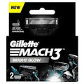 Gillette Mach3 Bright glow Charcoal Shaving Razor Blades - 2 pc (Cartridge),