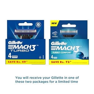 Gillette Mach 3 Turbo Manual Shaving Razor Blades - 4s Pack (Cartridge)