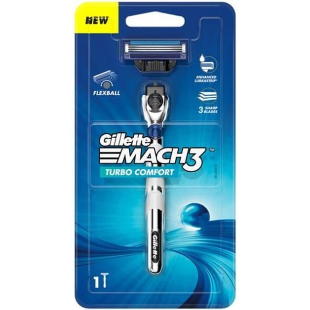 Gillette Mach3 Turbo Men’s Razor with Flexball Technology | Pack of 1 Razor