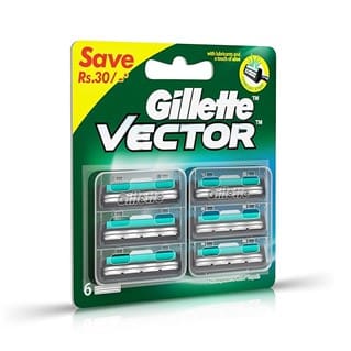 Gillette Vector Plus Manual Shaving Razor Blades (Cartridge) - 6S Pack