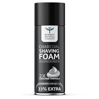 Bombay Shaving Company Charcoal Shaving Foam with Activated Charcoal & Moroccan Argan Oil, 200 ml