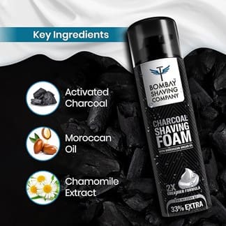 Bombay Shaving Company Charcoal Shaving Foam with Activated Charcoal & Moroccan Argan Oil, 200 ml