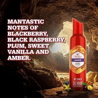 Old Spice Amber No Gas 24 hour Long Lasting Freshness Deodorant Perfume Body Spray For Men, 140ml