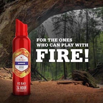 Old Spice Amber No Gas 24 hour Long Lasting Freshness Deodorant Perfume Body Spray For Men, 140ml