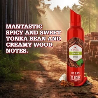 Old Spice Timber No Gas 24 hour Long Lasting Freshness Deodorant Perfume Body Spray For Men, 140ml