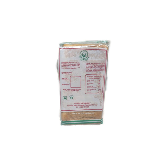 Popular Bakery’s Milk Bread |Net weight 400gm| Pack of 1