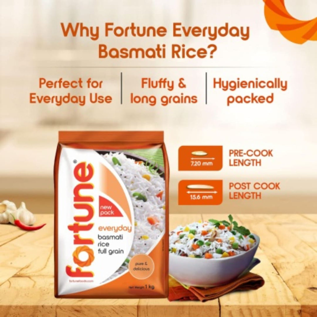 Fortune Everyday Basmati Rice, Full Grain, 1 kg