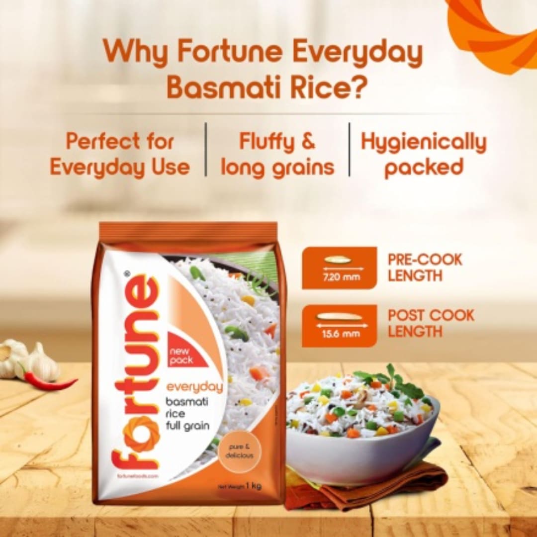Fortune Everyday Basmati Rice, Full Grain, 1 kg