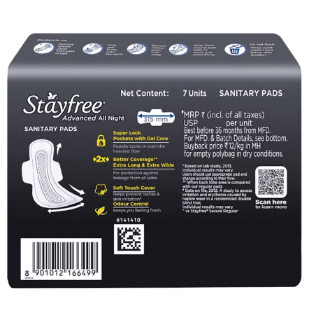 Stayfree Advanced All Night Ultra-Soft XXL, 7 units