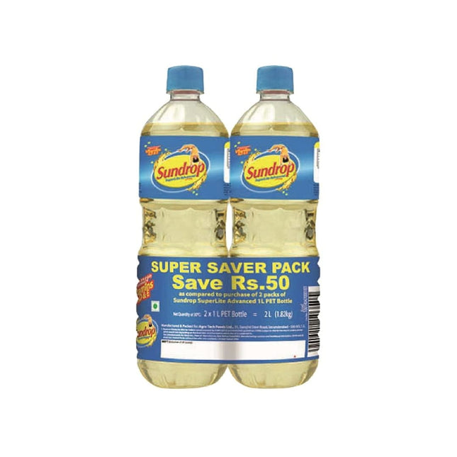 Sundrop Superlite Advanced Sunflower Oil, 1L (Pack of 2, Super Saver Pack)