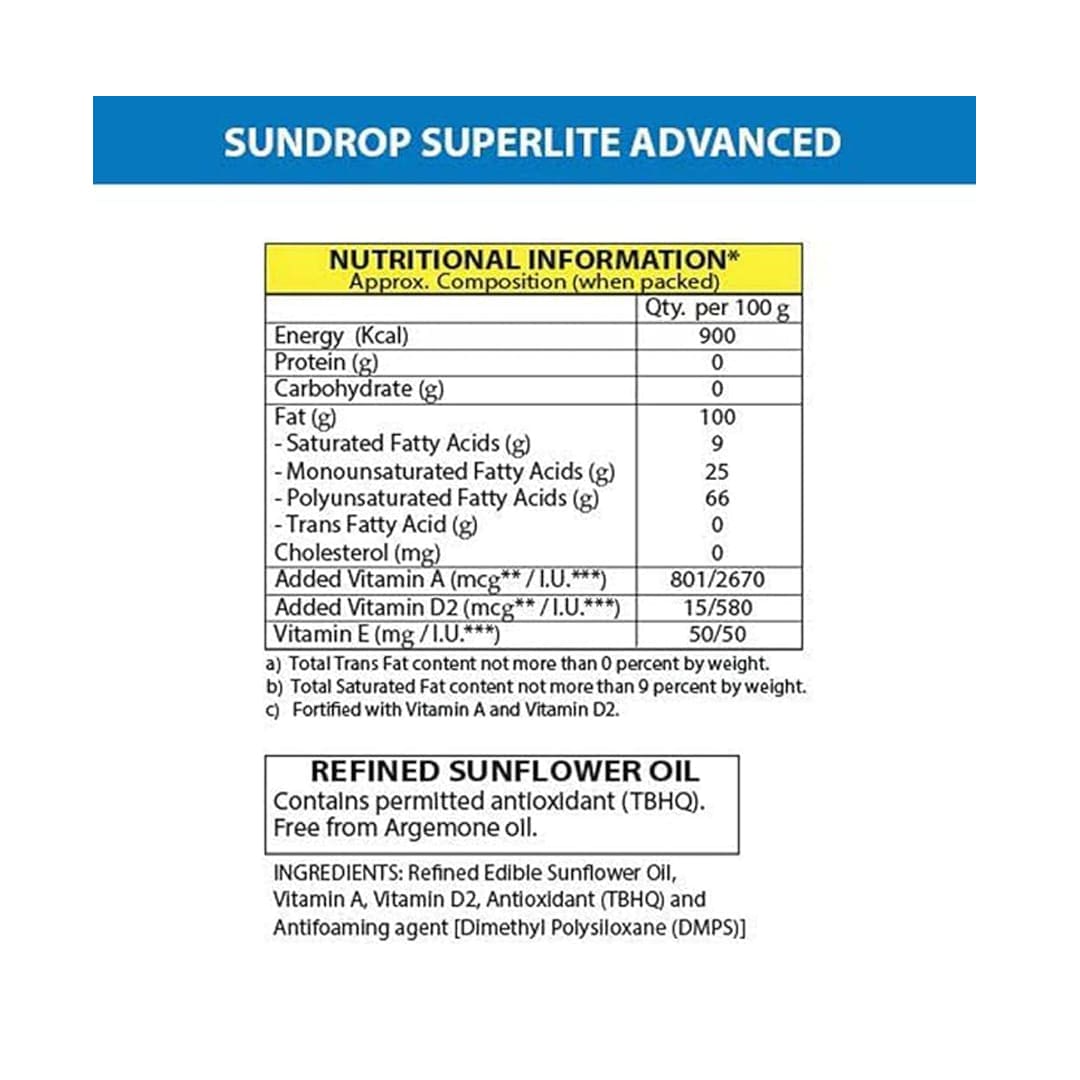 Sundrop Superlite Advanced Sunflower Oil, 3L