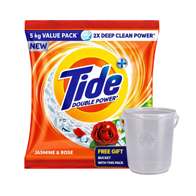 Tide Detergent Powder Jasmine & Rose 5 kg Pouch (free bucket worth 299)